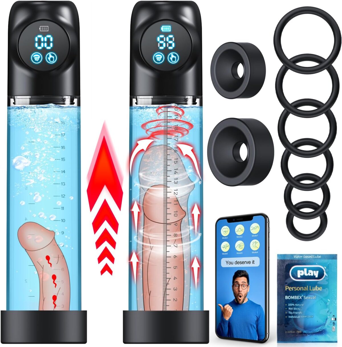 Penispumpe mit Ringen & Masturbator