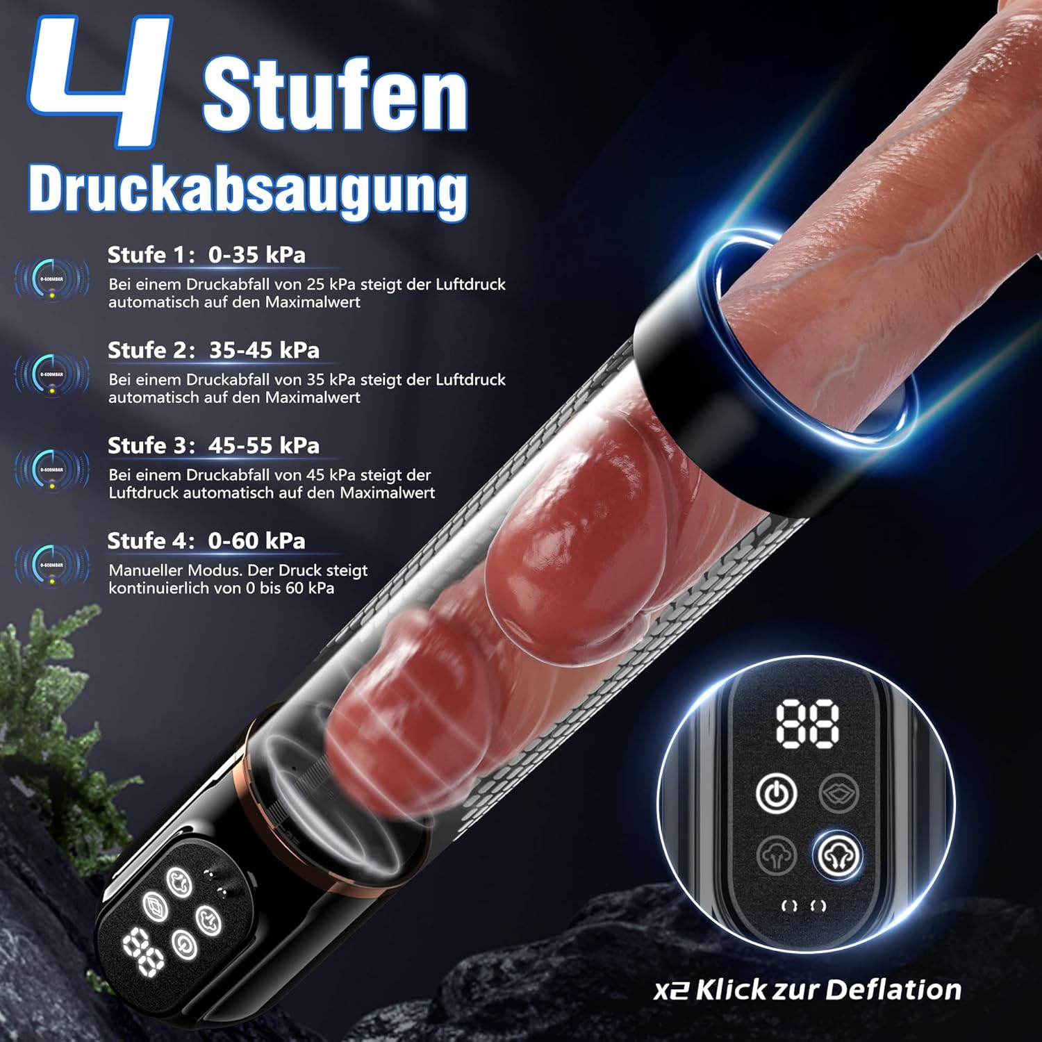 Elektrische Penispumpe mit 4 Saugstufen – Vakuumpumpe zur Penisvergrößerung & Masturbator für Männer – Bild 2