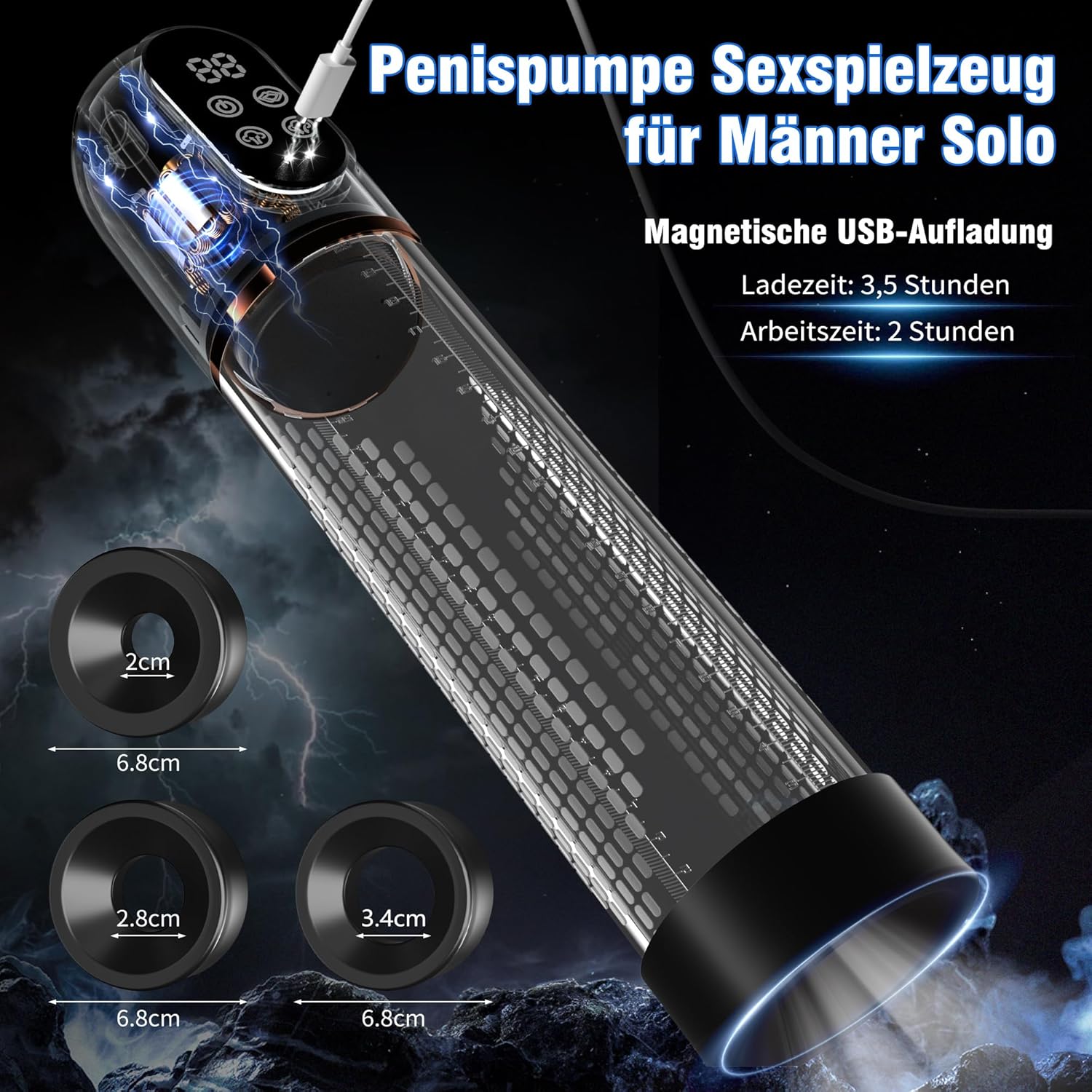 Elektrische Penispumpe mit 4 Saugstufen – Vakuumpumpe zur Penisvergrößerung & Masturbator für Männer – Bild 8