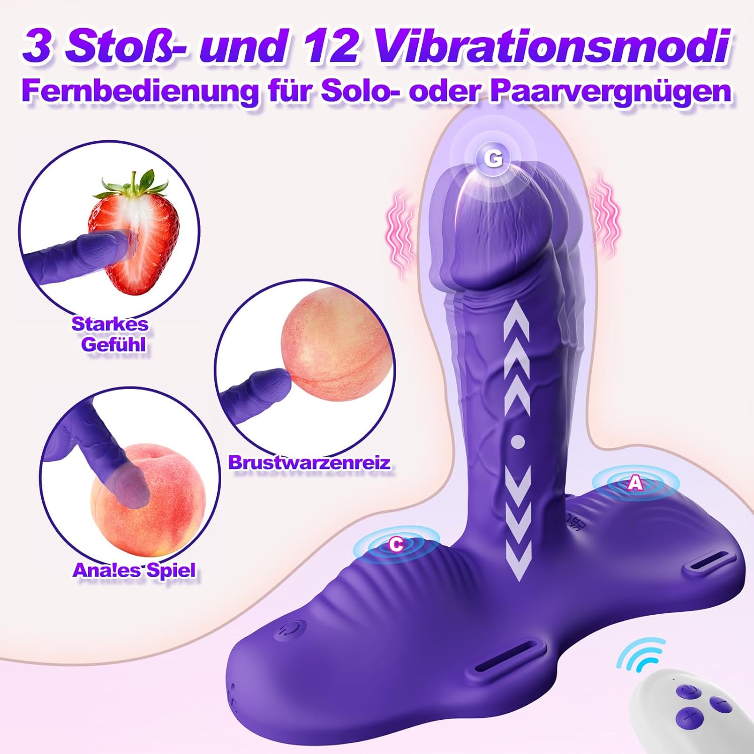 Aufsitzbarer Vibrator mit Stoßfunktion & Fernbedienung – Bild 2