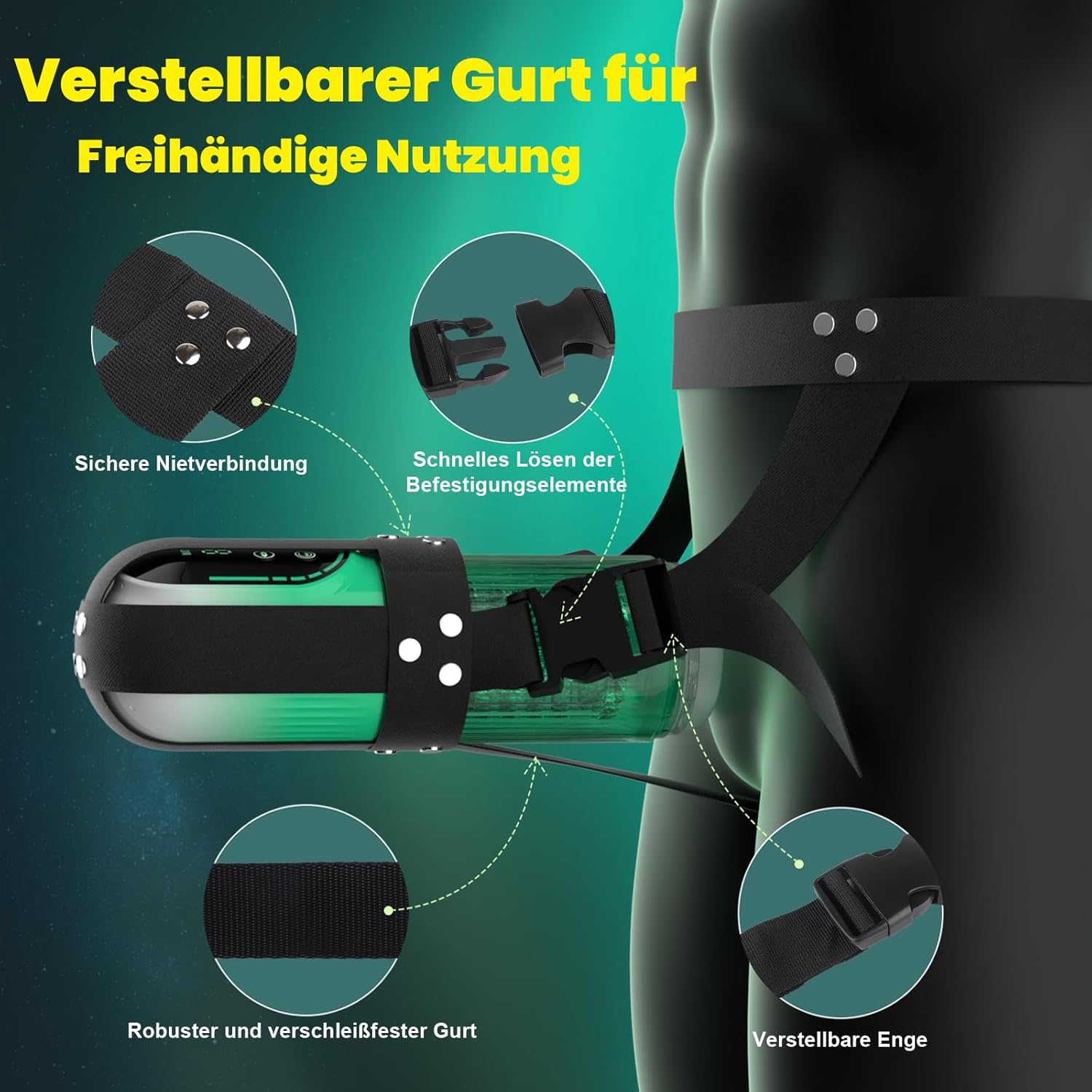 Elektrischer Masturbator – 12-in-1 Sextoy mit Saugfunktion & Harness – Bild 5