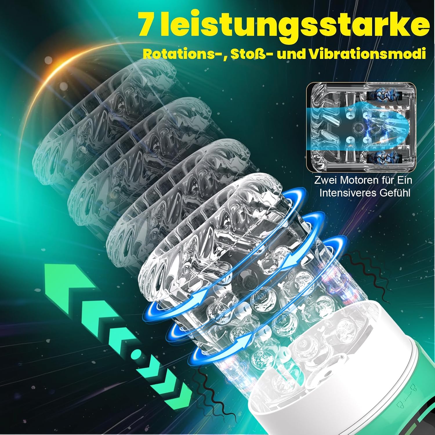 Elektrischer Masturbator – 12-in-1 Sextoy mit Saugfunktion & Harness – Bild 7