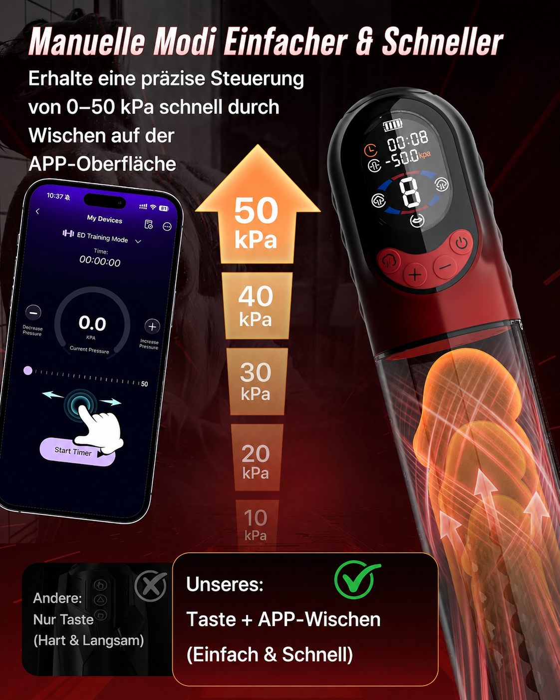 4-in-1 elektrische Penispumpe mit App & Masturbator – 8 Saugstufen – Bild 7