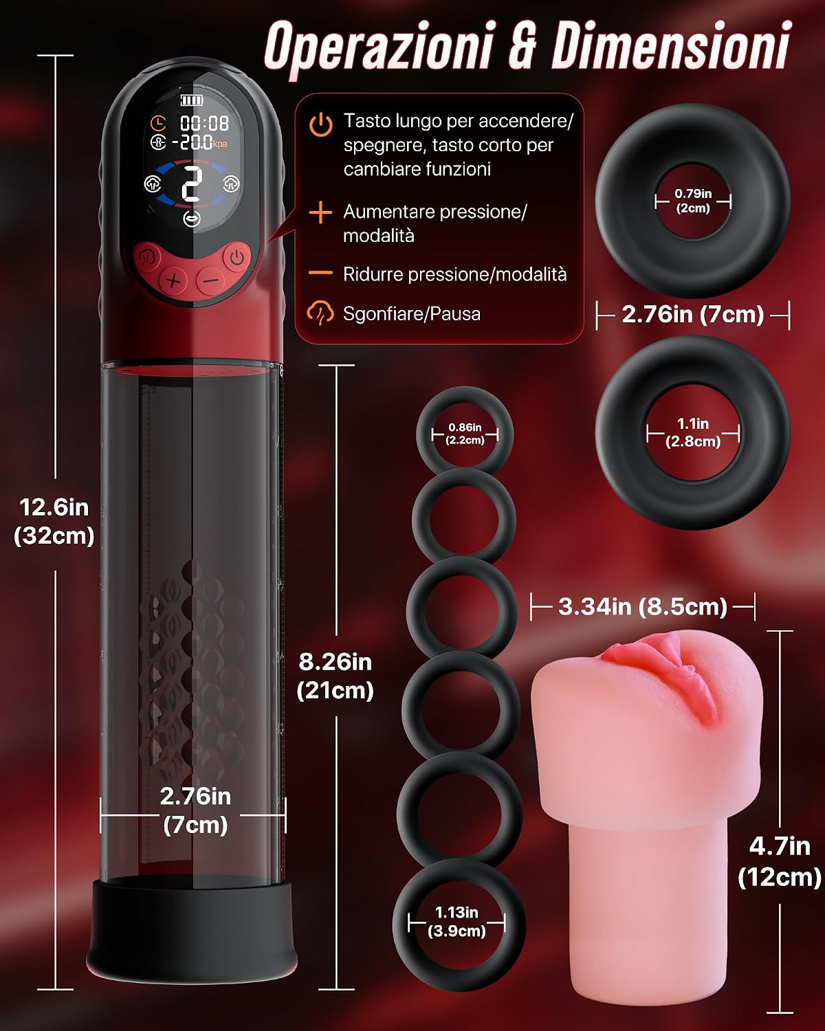 4-in-1 elektrische Penispumpe mit App & Masturbator – 8 Saugstufen – Bild 6