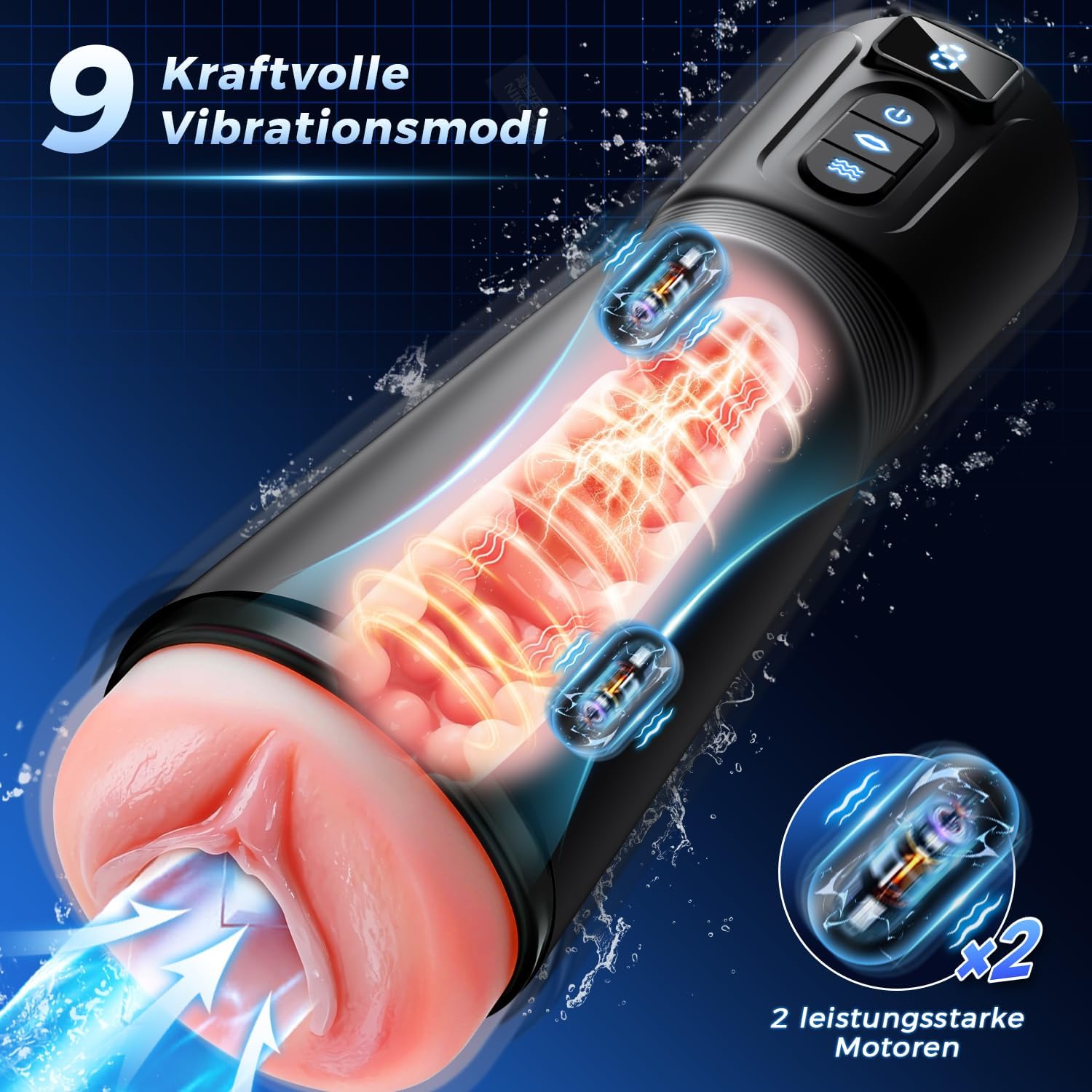Elektrischer Masturbator mit 3 austauschbaren Sleeves
