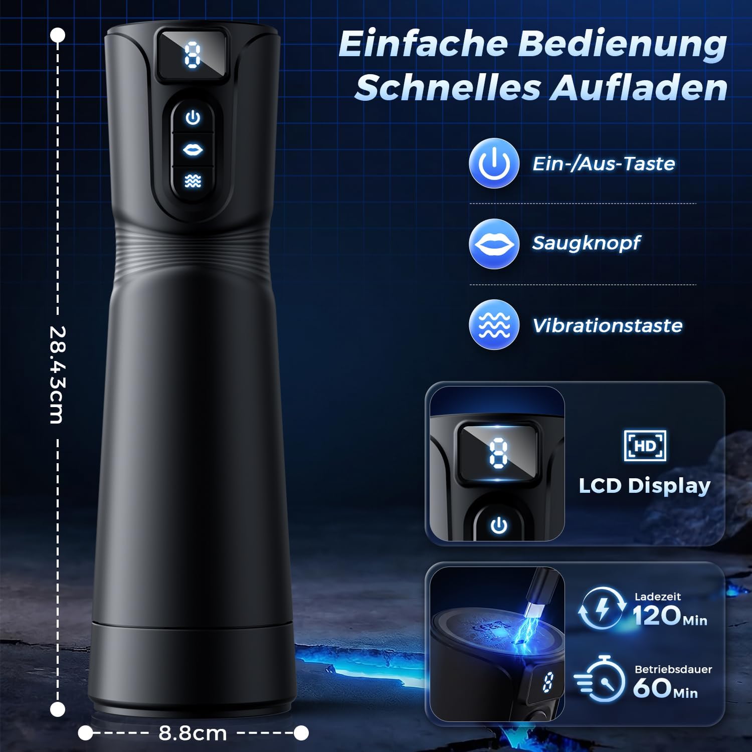 Elektrischer Masturbator mit 3 austauschbaren Sleeves
