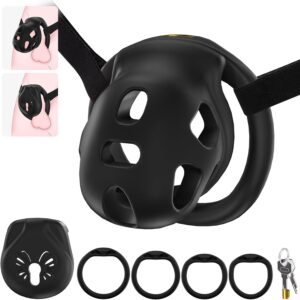 Keuschheitskäfig cage schwarz – 2 Designs - 4 Ringe