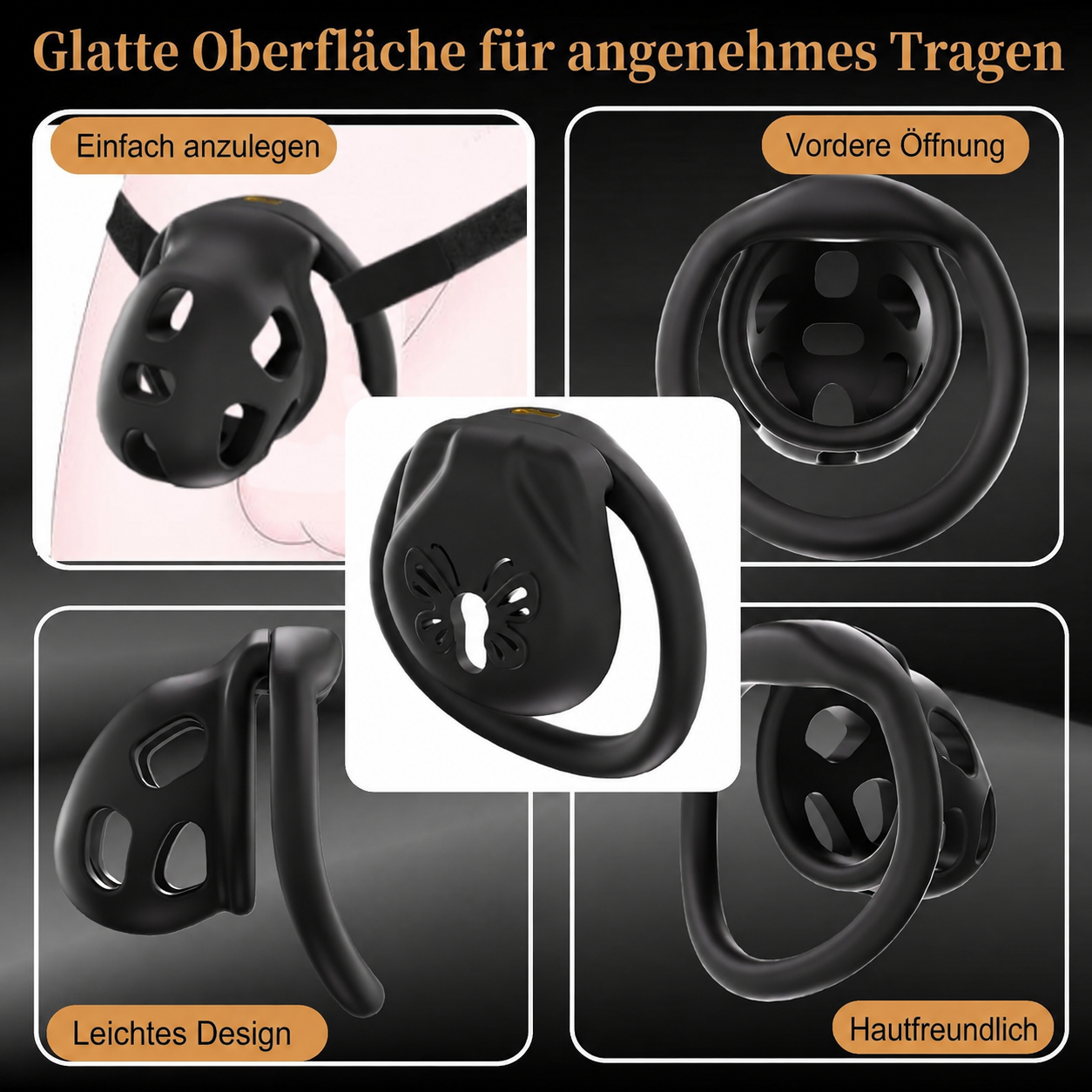 Keuschheitskäfig cage schwarz – 2 Designs - 4 Ringe – Bild 2