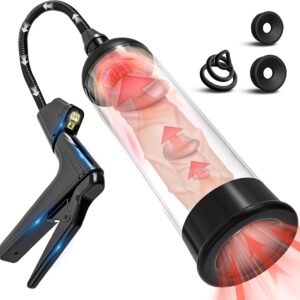 Penispumpe mit Manometer – Vakuum-Set mit 3 PeniPenispumpe mit Manometer – Vakuum-Set mit 3 Penisringen und 2 Silikonmanschettensringen und 2 Silikonmanschetten