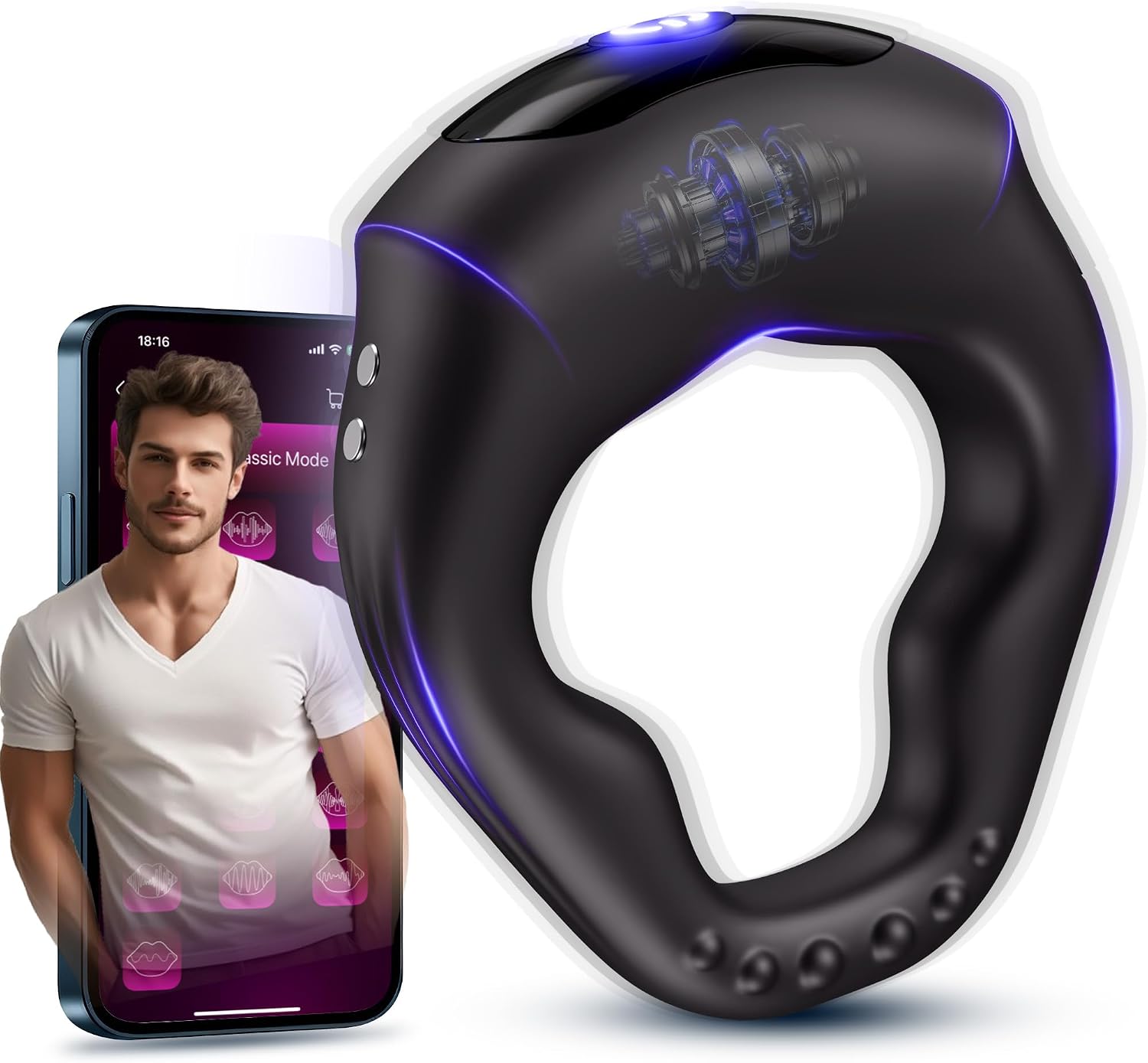 SENSIVO vibrierender Penisring mit App-Steuerung – 10 Vibrationsmodi, Silikon und USB-Ladung
